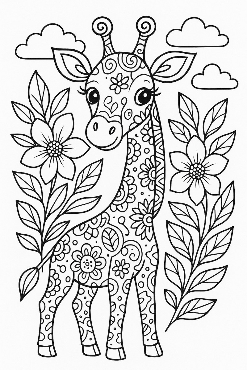 Girafa Encantada em Flores
