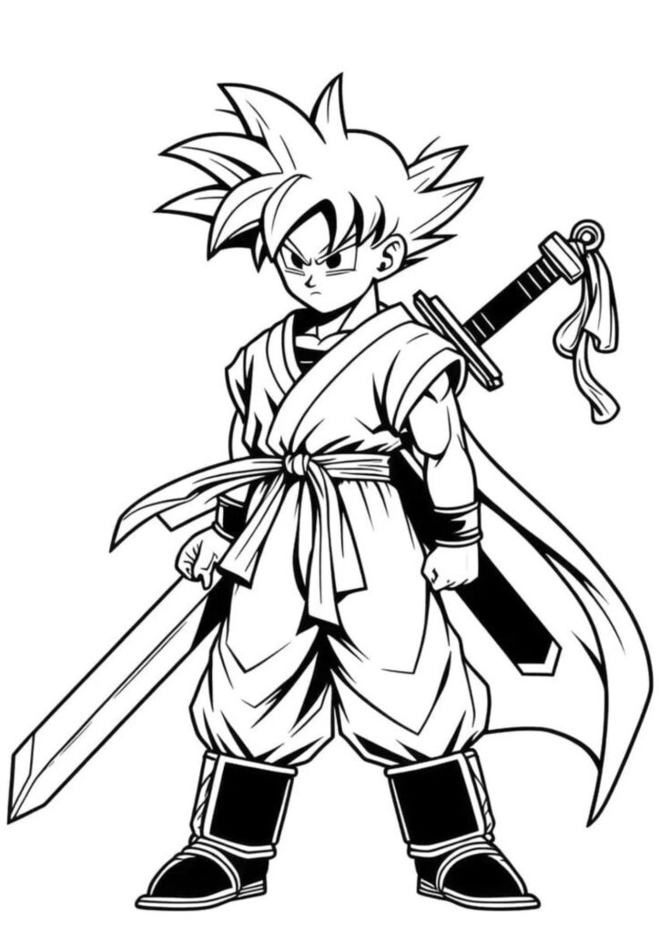Goku com Espada Pronto para a Aventura
