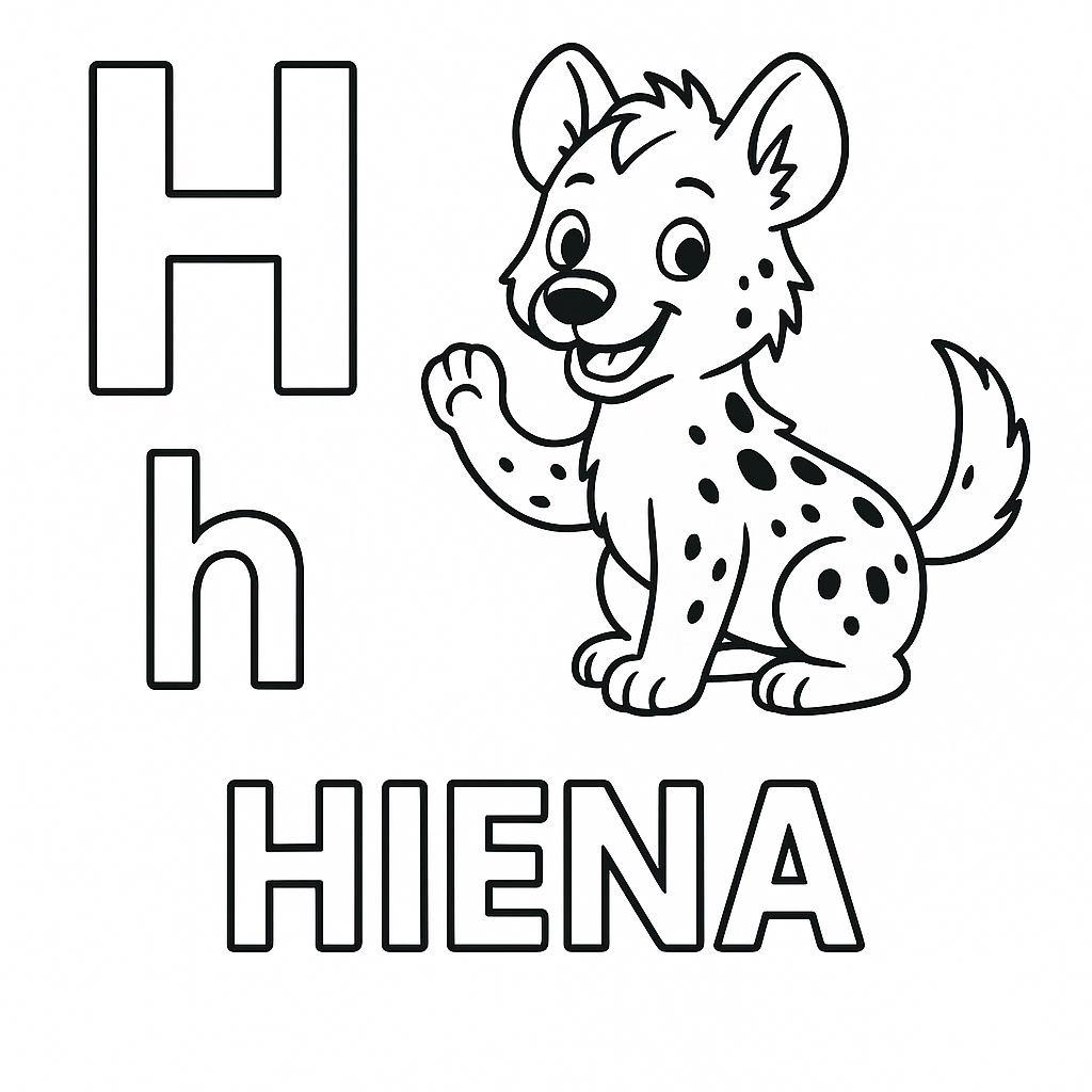 H de Hiena para Colorir