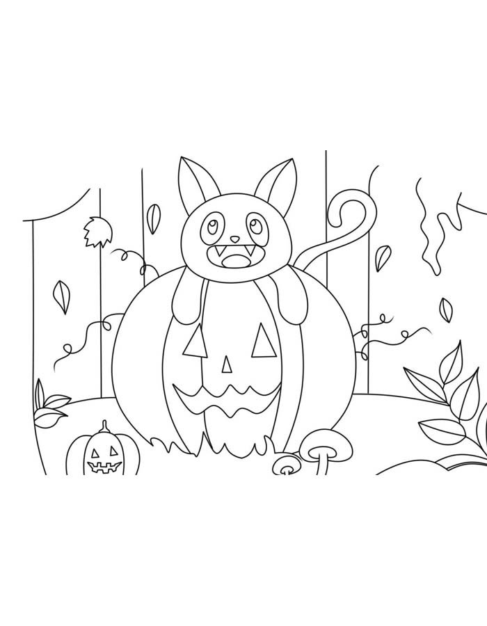 Halloween Encantado com Abóbora e Criatura Divertida