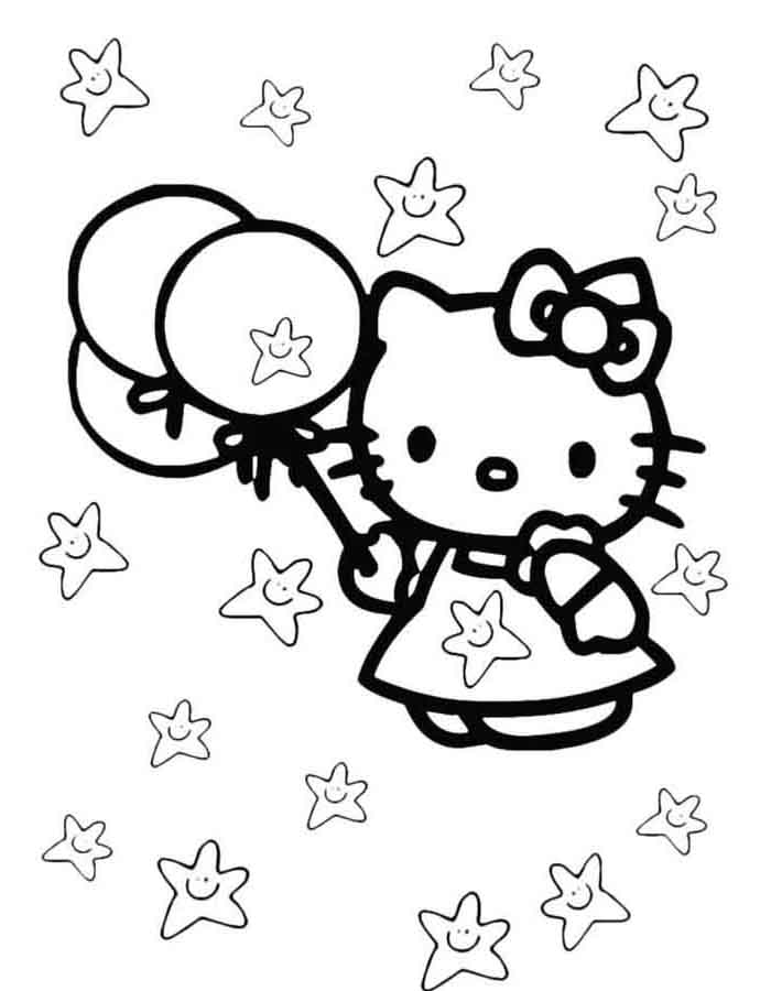 Viva a Alegria com Hello Kitty: Balões e Estrelas