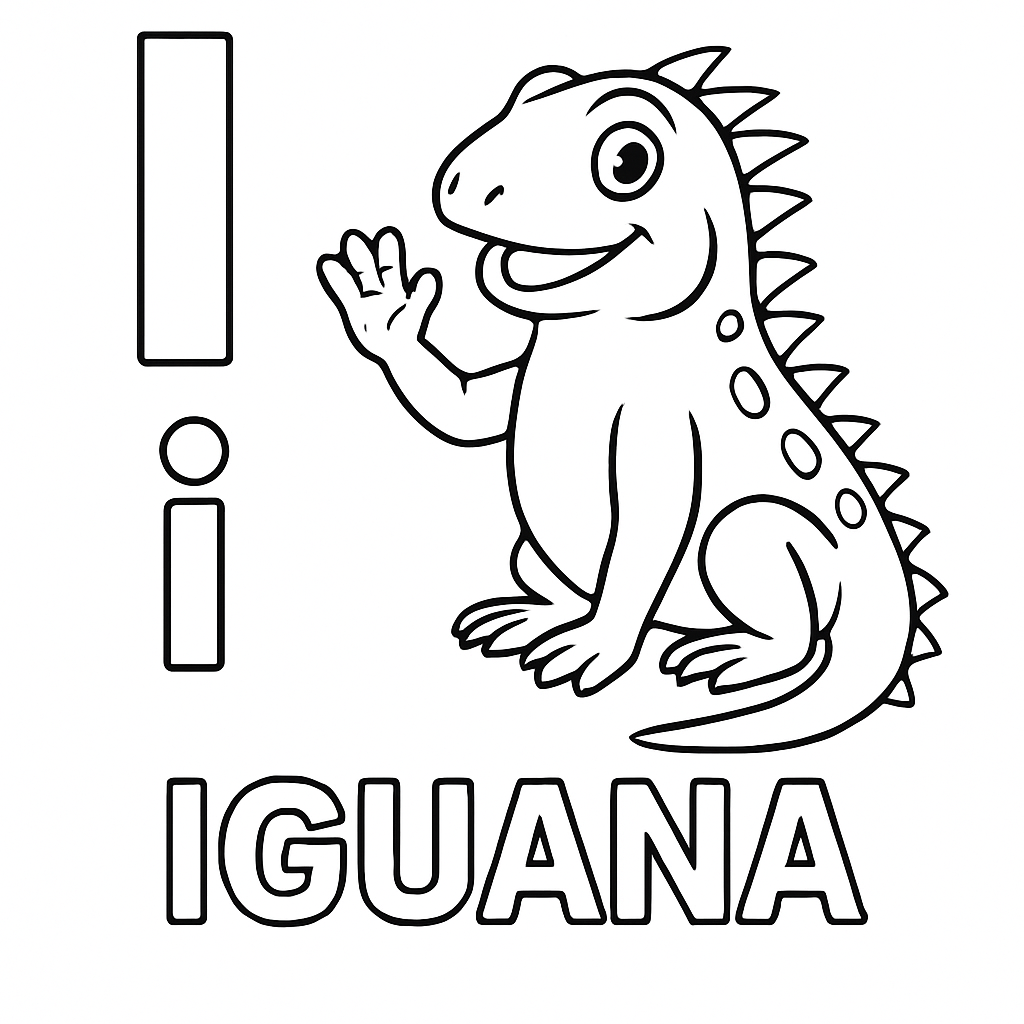 I de Iguana para Colorir