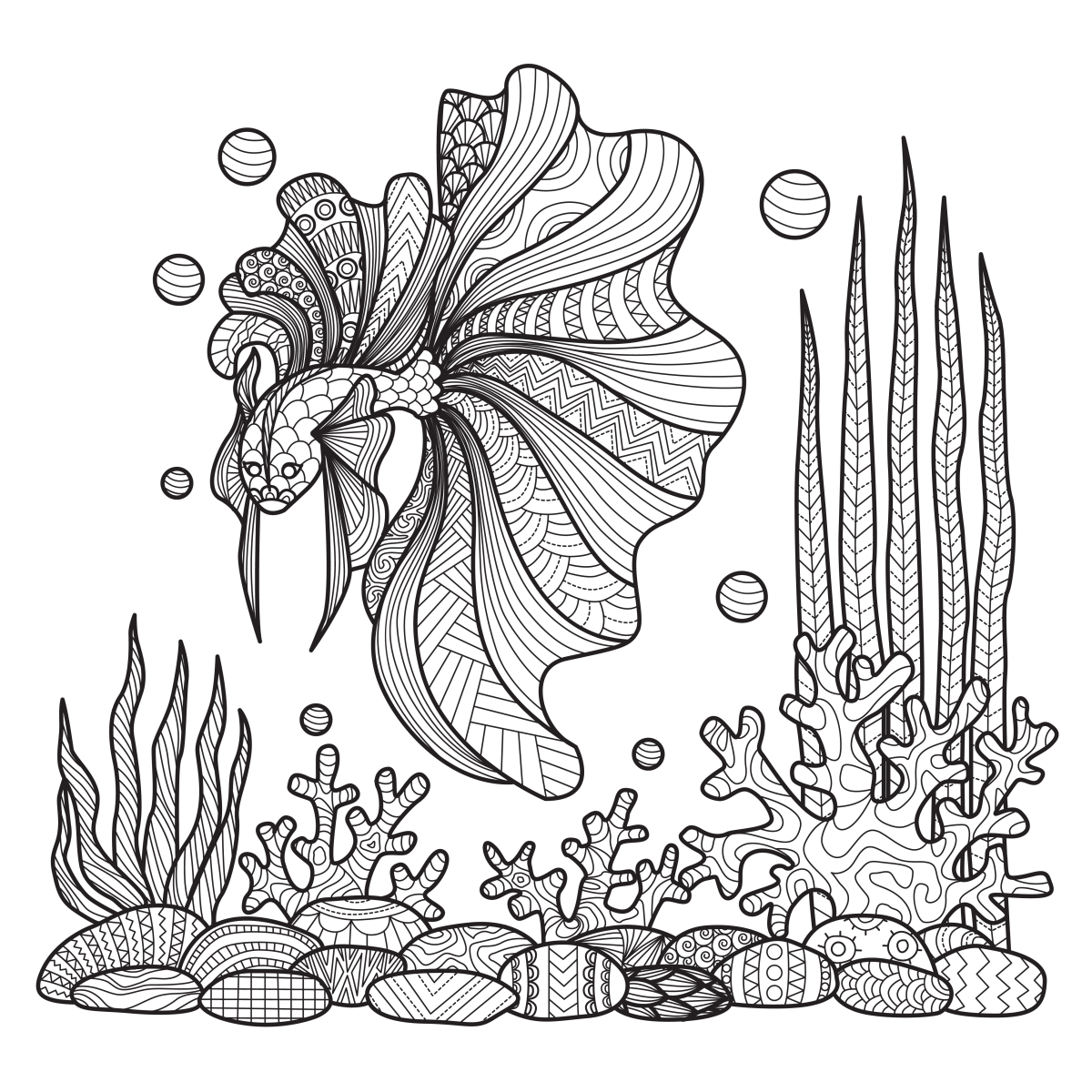 Intrincado Fundo do Mar para Colorir