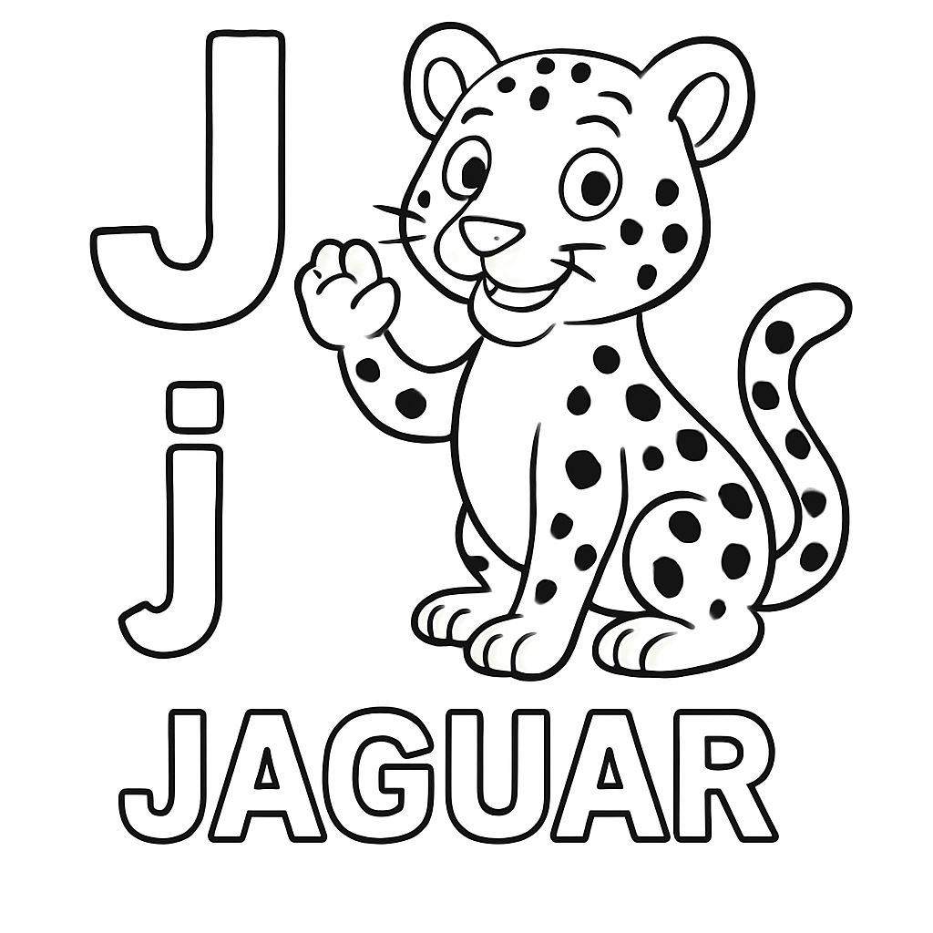 J de Jaguar para Colorir
