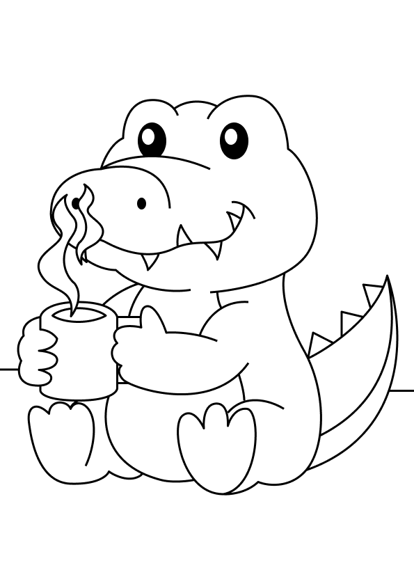 Jacaré Relaxando com um Café Quentinho