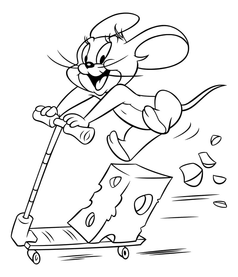 Jerry em Ação: Aventura de Patinete com Queijo