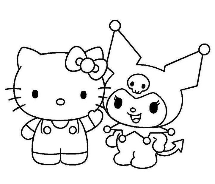 Kuromi e Hello Kitty: Amigas para Colorir