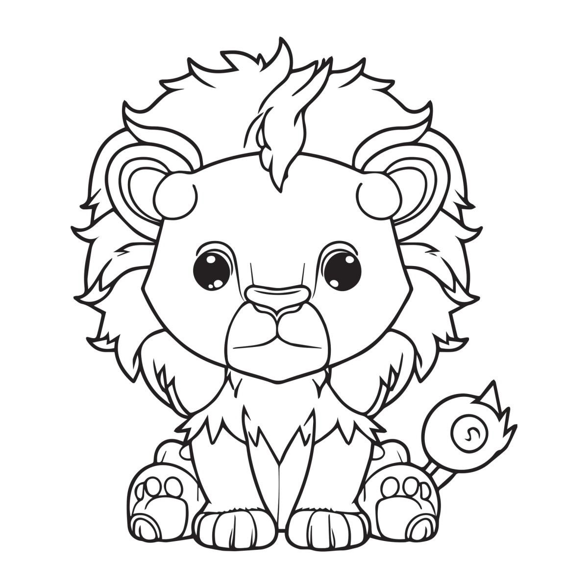 Leoninho Amigável Pronto para Colorir