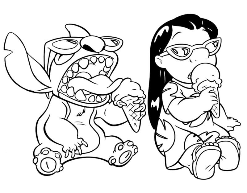 Lilo e Stitch em um Doce Momento de Sorvete