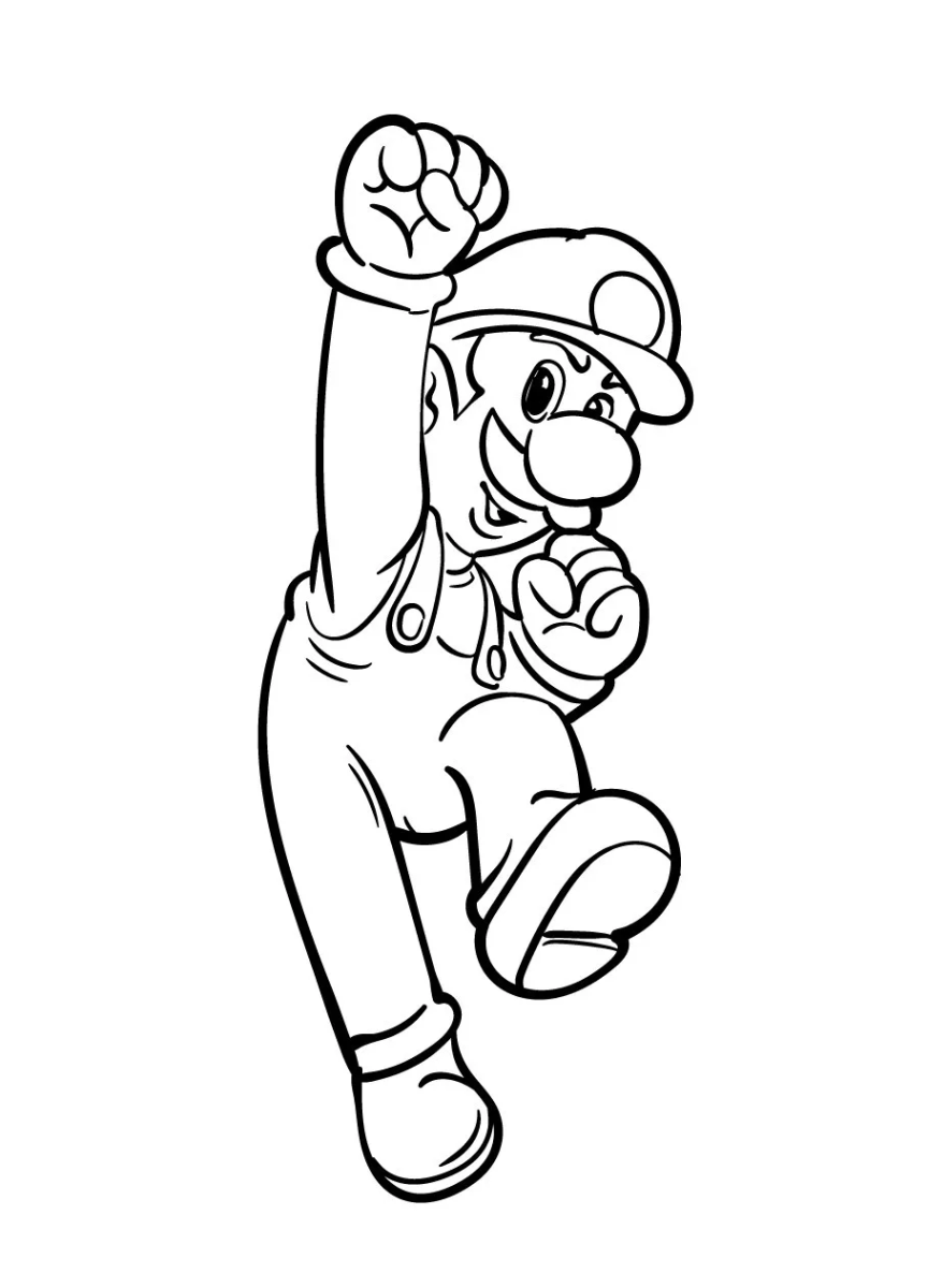 Desenho de Luigi saltando alto para imprimir e colorir