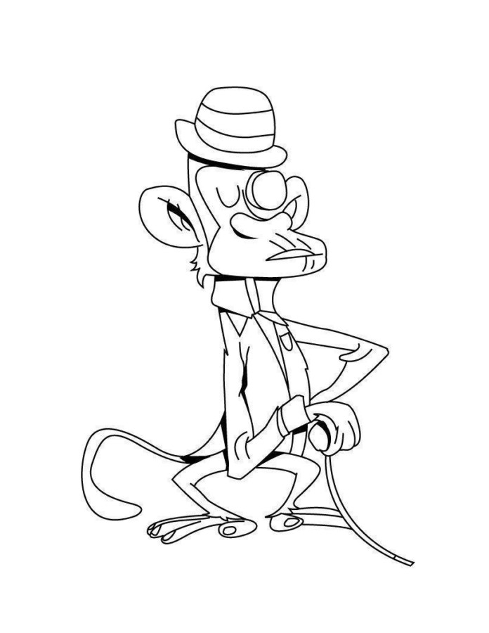 O Macaco Elegante Pronto para Colorir