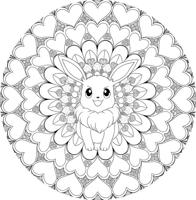 Desenho de Mandala do Pikachu para imprimir e colorir