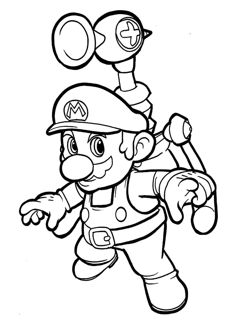 Desenho de Mario guaxinim voando para imprimir e colorir