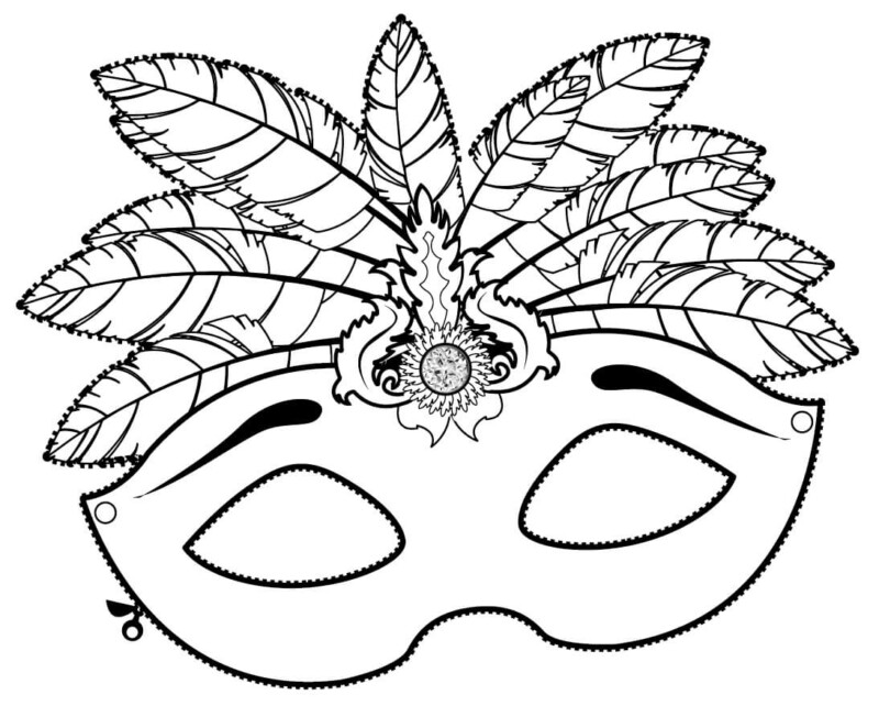 Máscara de Carnaval Pronta para Colorir