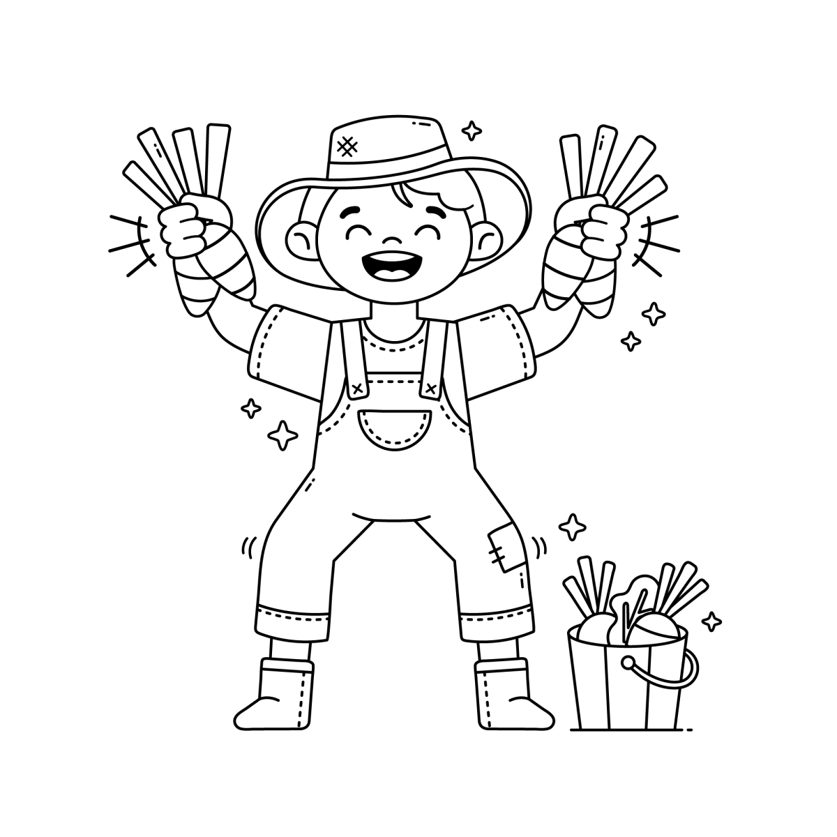 Desenho de Menino sorridente com presente para imprimir e colorir