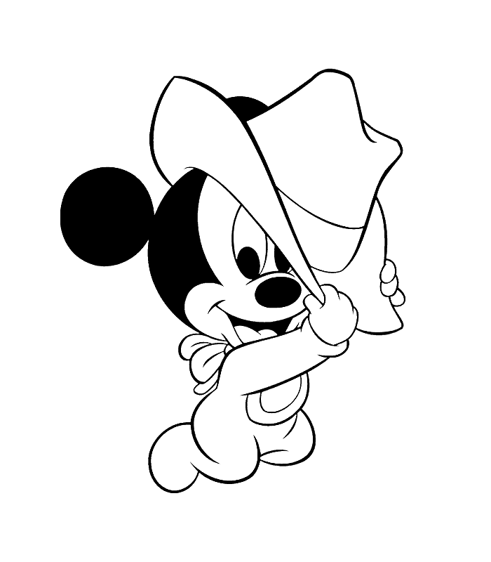 Desenho de Mickey de cowboy para imprimir e colorir