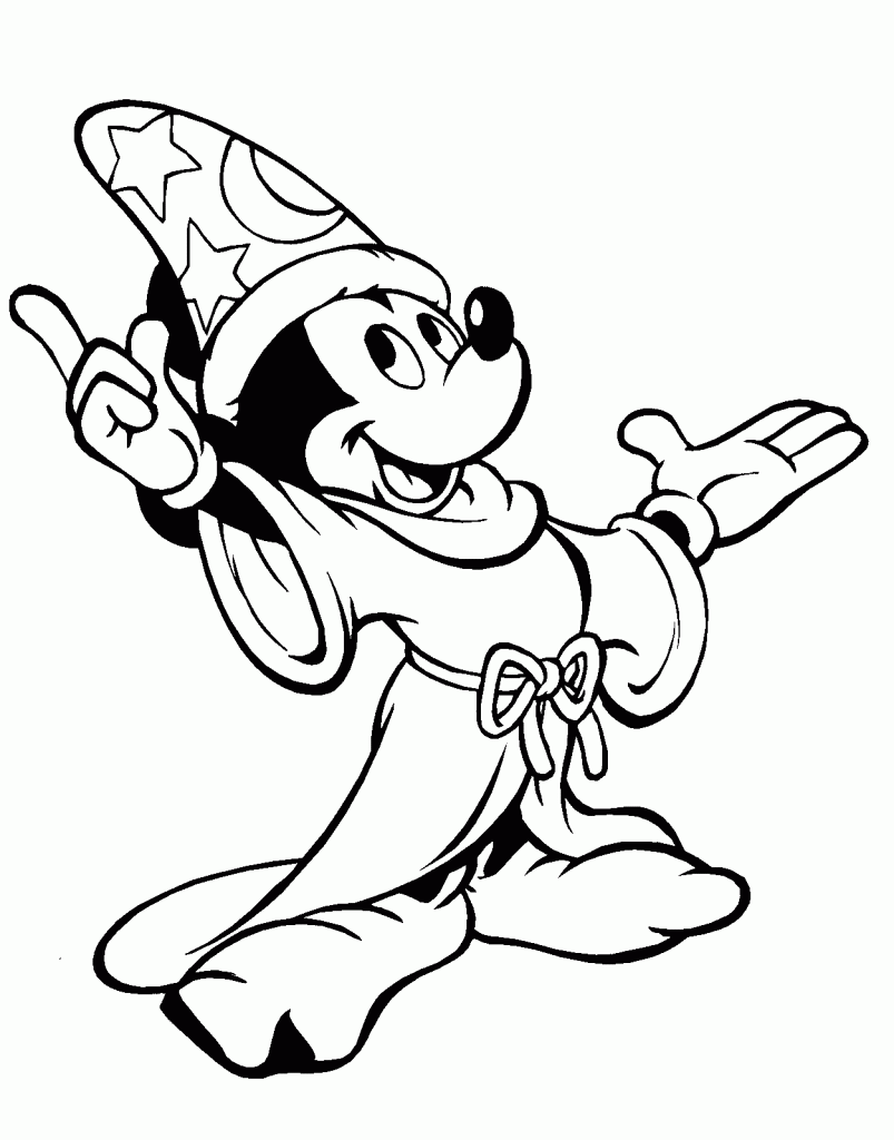 Desenho de Mickey Feiticeiro para imprimir e colorir