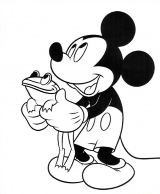 Desenho de Mickey servindo um bolo para imprimir e colorir
