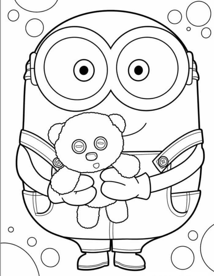 Minion Alegre com Seu Urso de Pelúcia