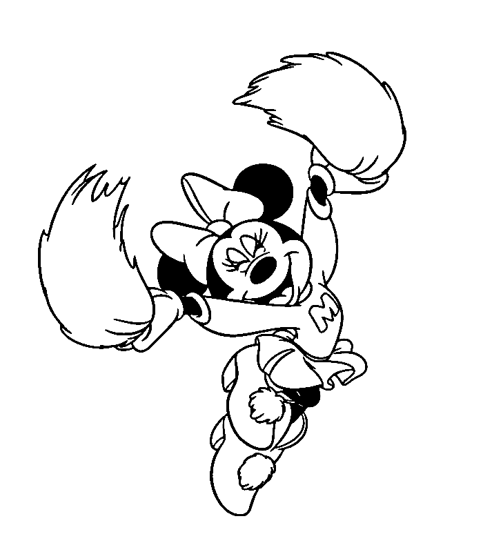 Desenho de Minnie brincando fantasiada de esquilo para imprimir e colorir