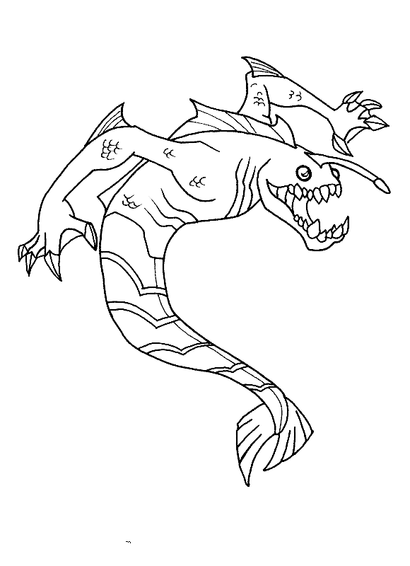 Monstro do Mar Pronto para Colorir