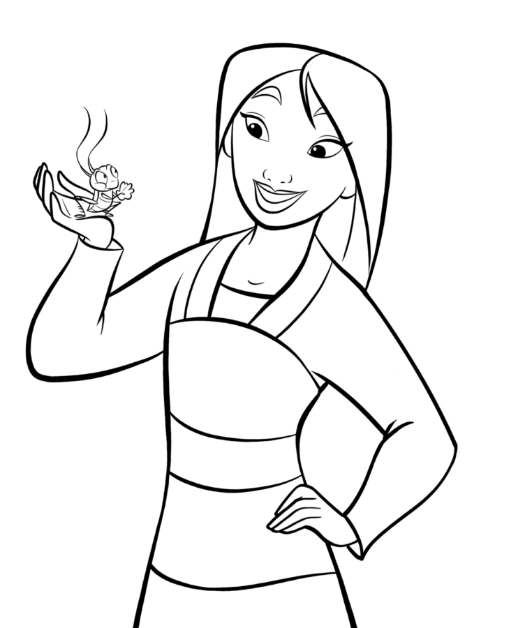 Mulan e Cri-Kee: Aventura para Colorir