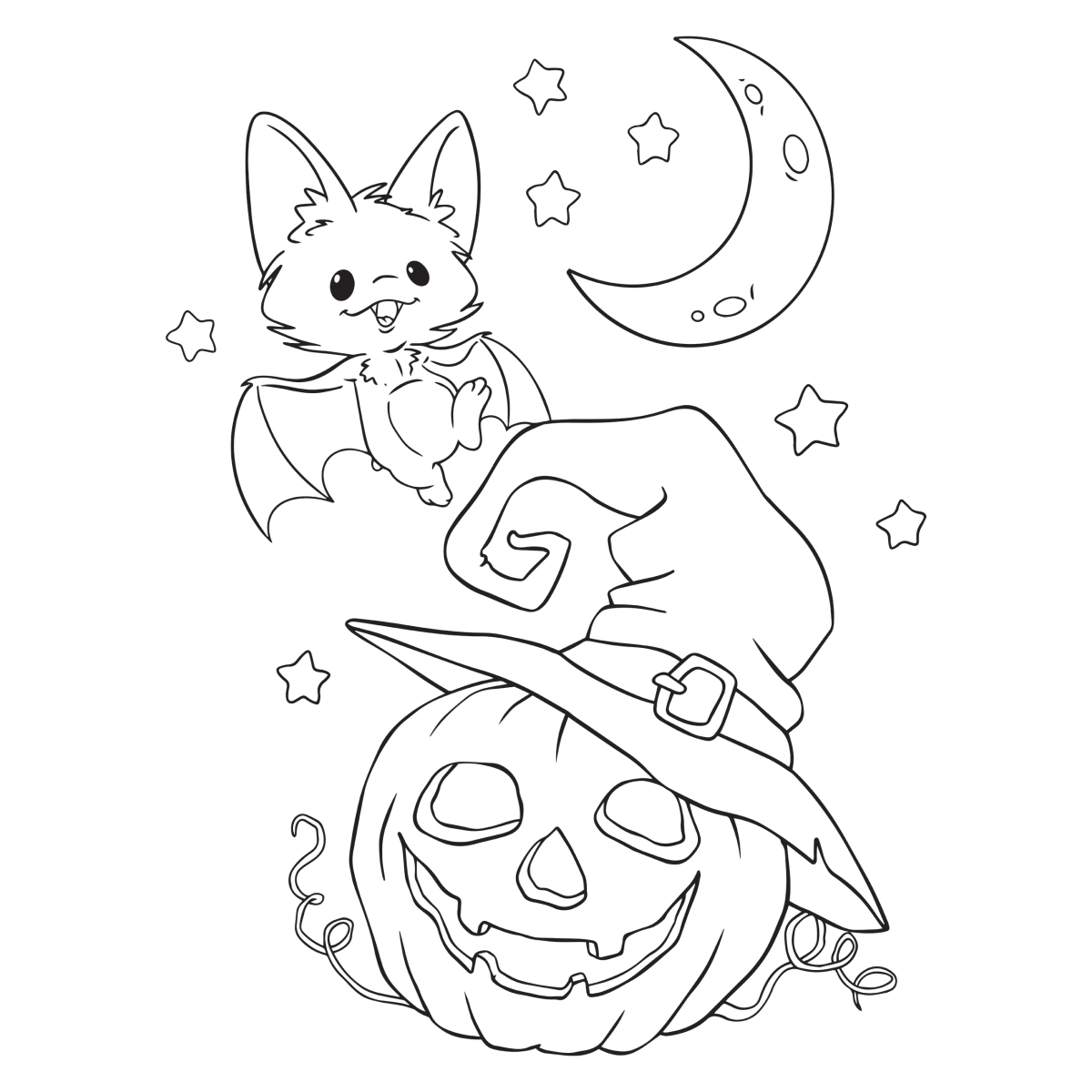 Noite Mágica de Halloween: Abóbora e Morcego Alegre