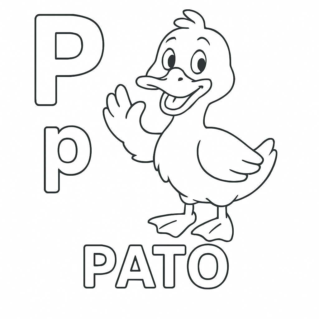 P de Pato para Colorir
