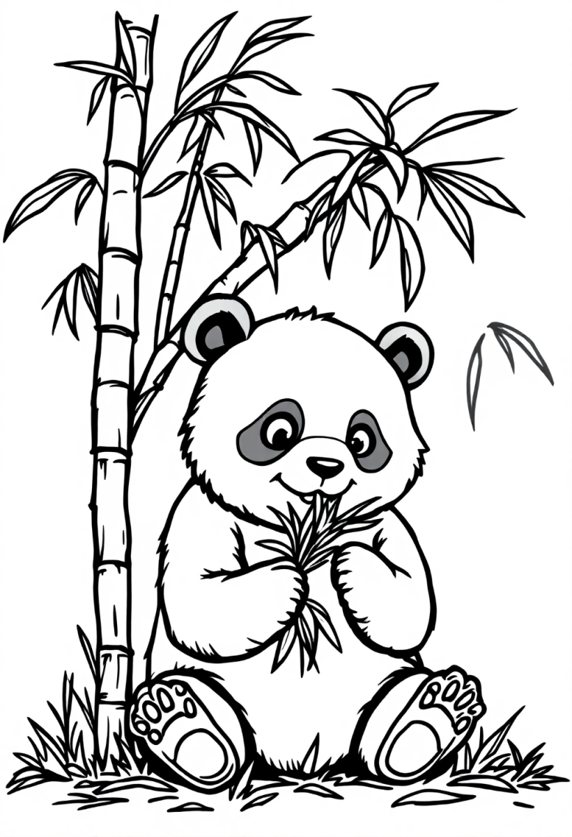 Momento de Tranquilidade de Panda com Bambu