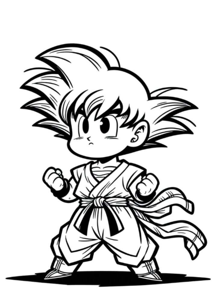 Pequeno Goku Pronto para Ação