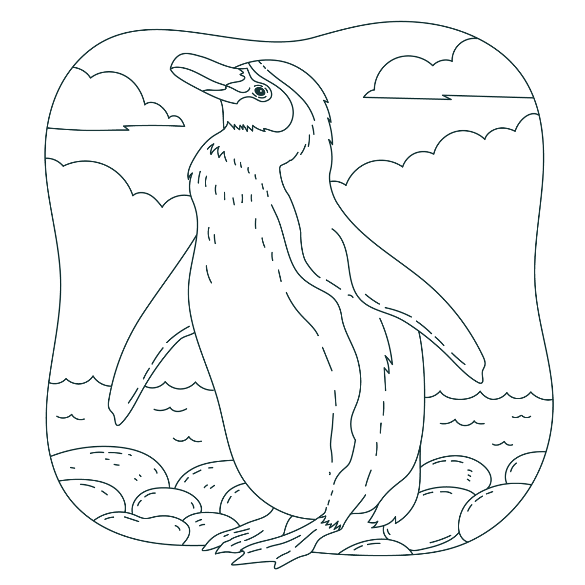 Pinguim à Beira-Mar para Colorir