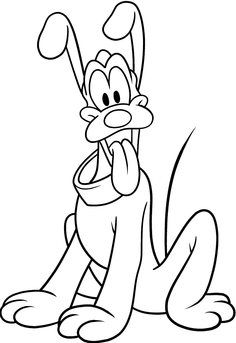 Desenho de Pluto, o cachorro do Mickey para imprimir e colorir