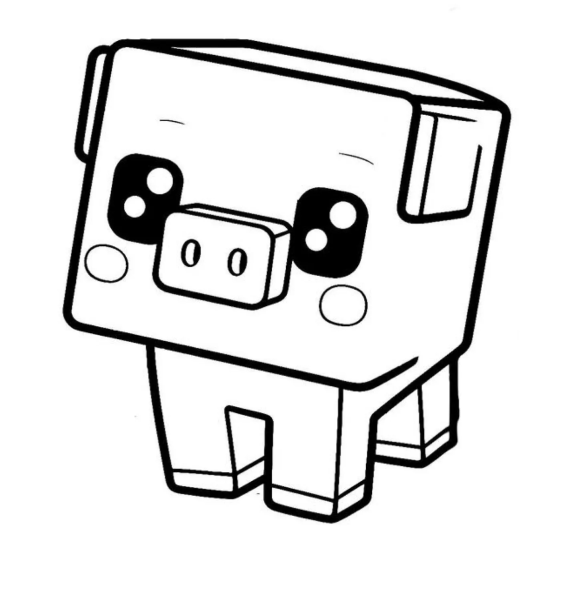 Desenho de Porco do Minecraft para imprimir e colorir