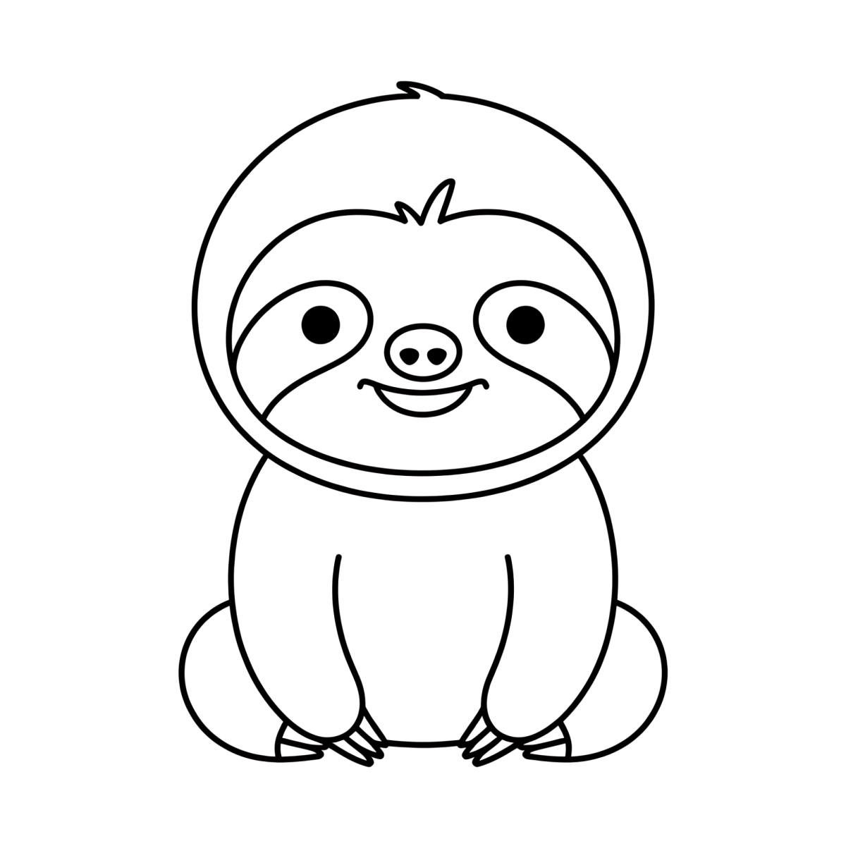 Desenho de Preguiça bebê sentadinha para imprimir e colorir