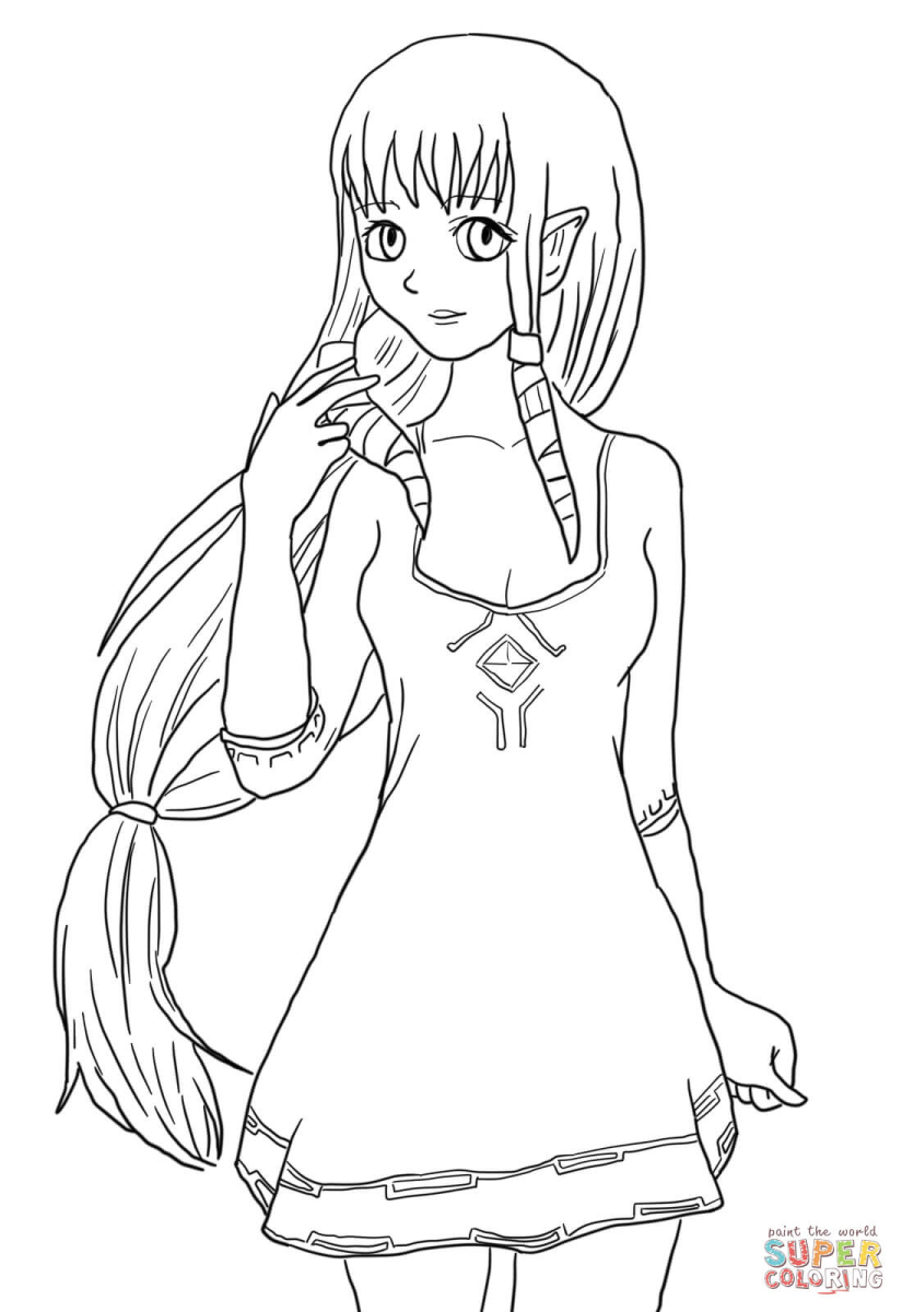 Princesa de Hyrule para Colorir