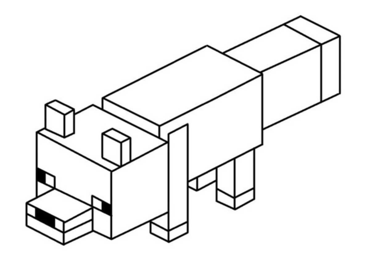 Desenho de Raposa do Minecraft para imprimir e colorir
