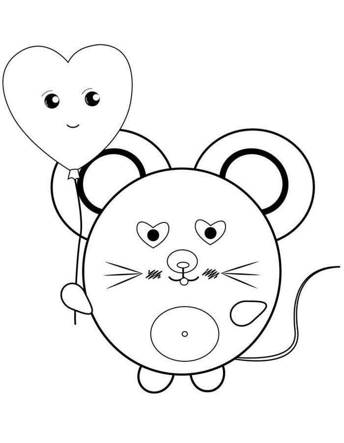 Rato Kawaii com Balão de Coração