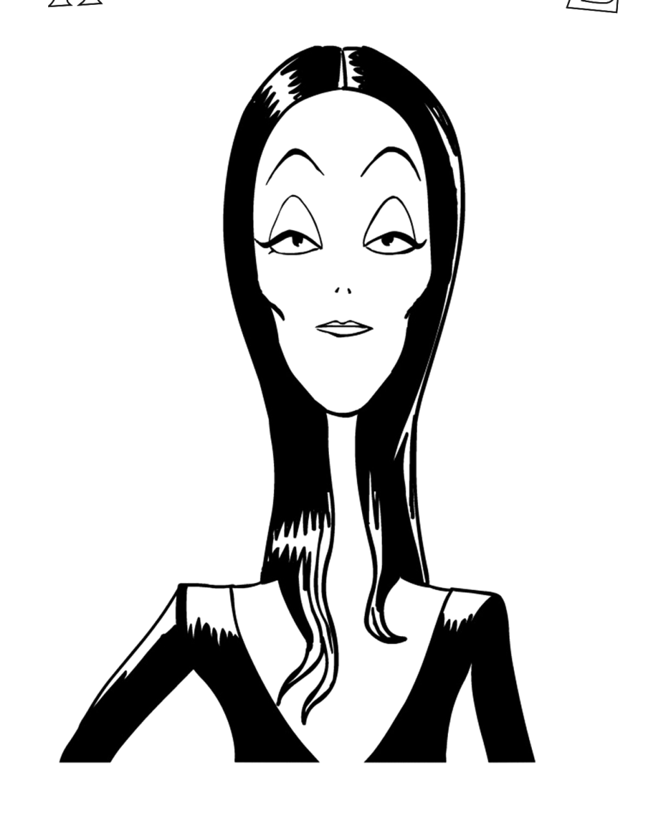 Desenho de Rosto de Morticia Addams para imprimir e colorir