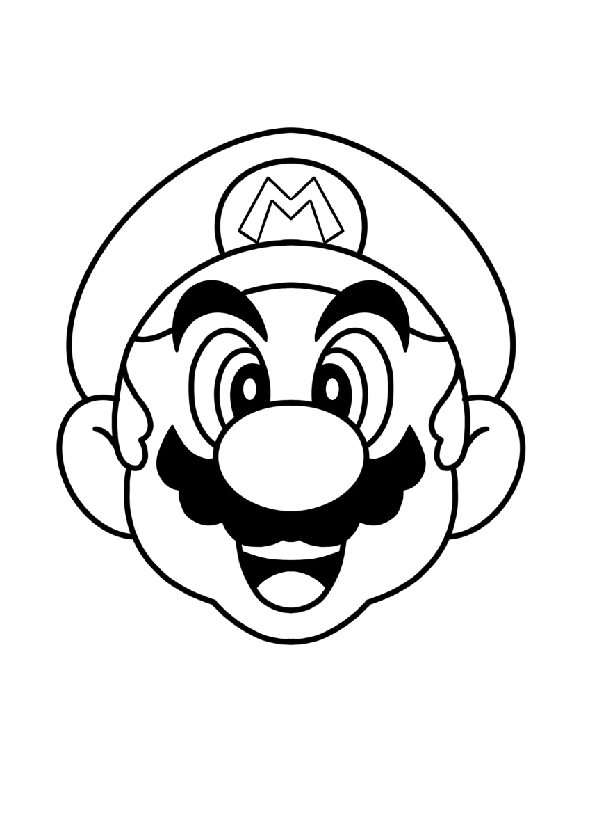 Desenho de Rosto do Mario sorrindo para imprimir e colorir