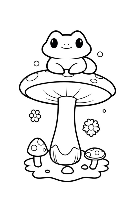 Sapo Kawaii no Reino dos Cogumelos