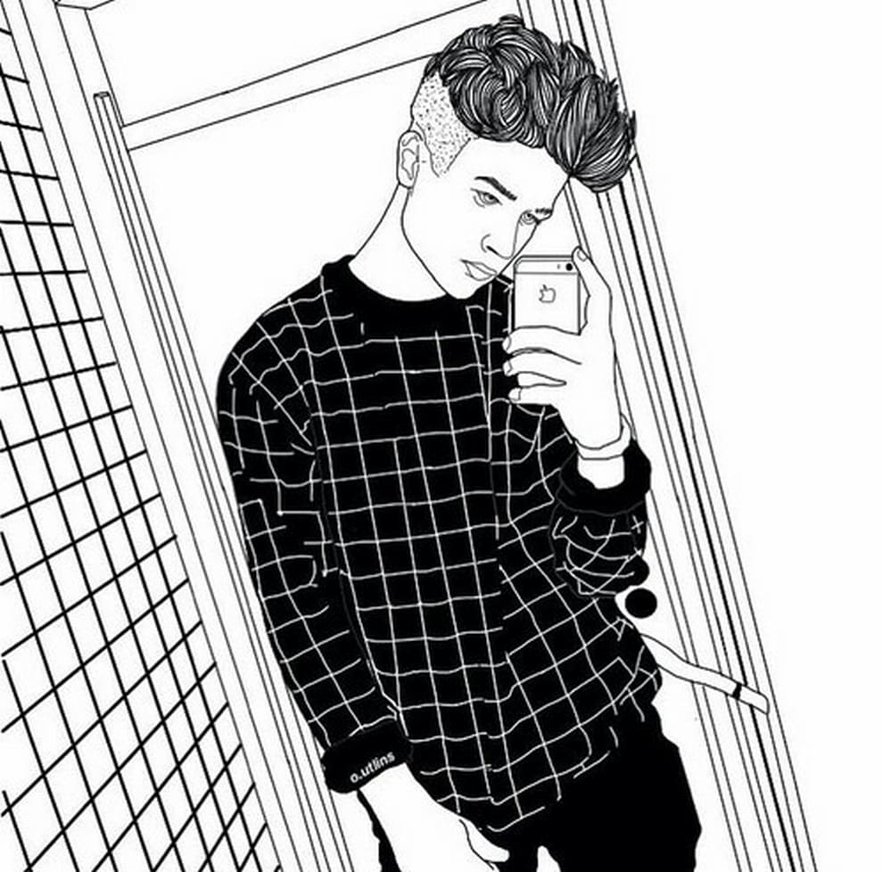 Selfie com Estilo: Retrato em Preto e Branco