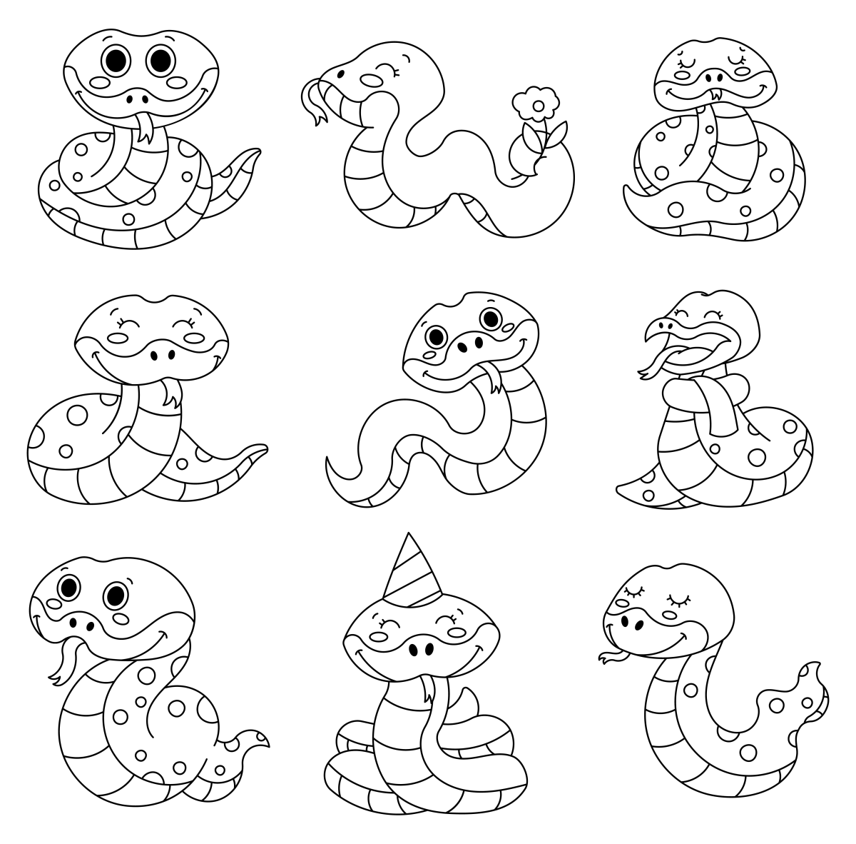 Serpentes Divertidas para Colorir