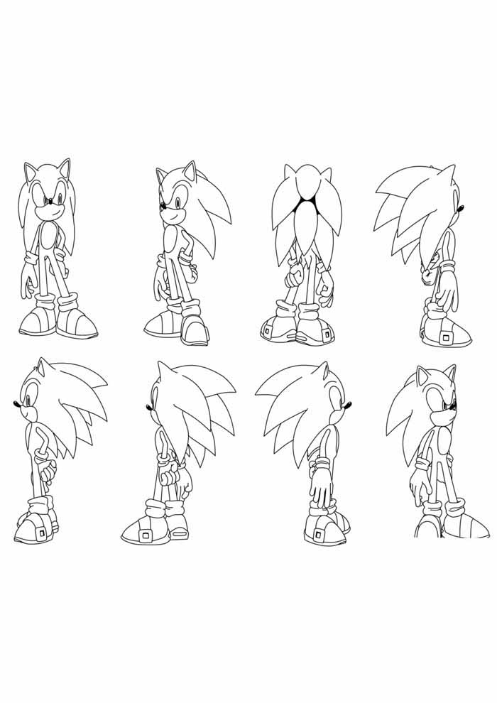 Sonic em Várias Perspectivas para Colorir