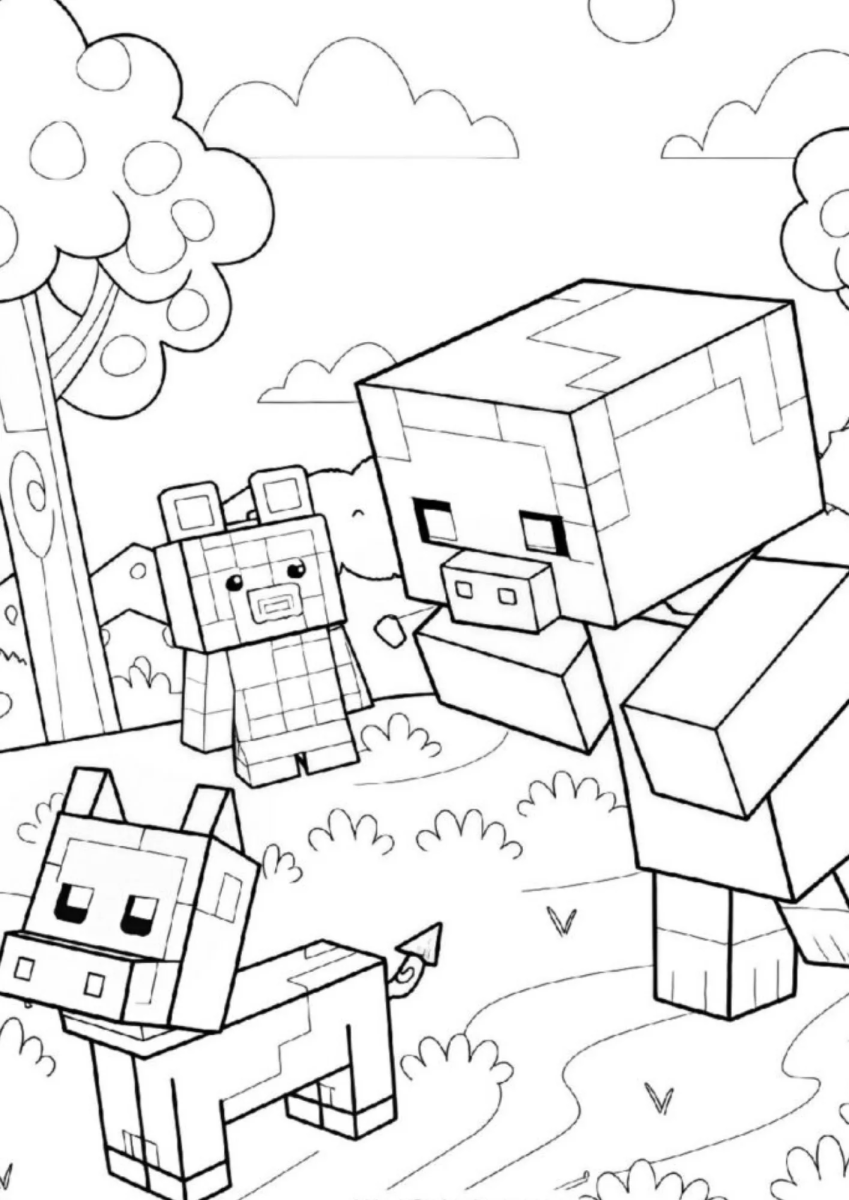 Desenho de Steve e seu cachorro para imprimir e colorir
