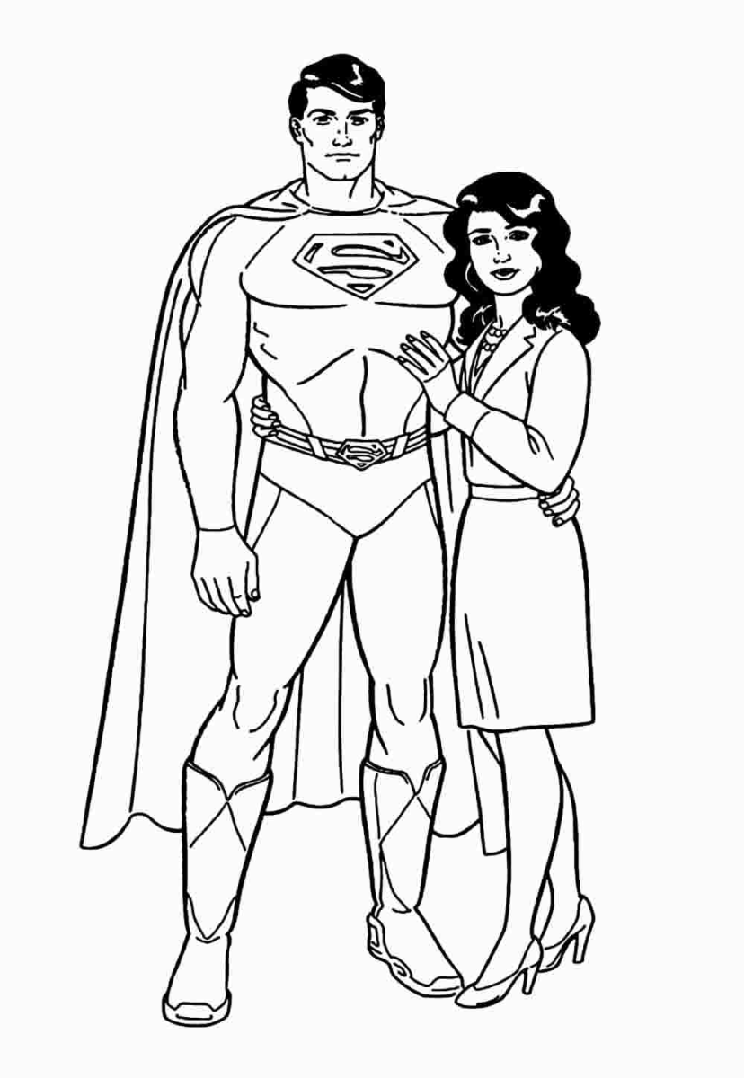 Superman e Lois: Um Cena Clássica para Colorir