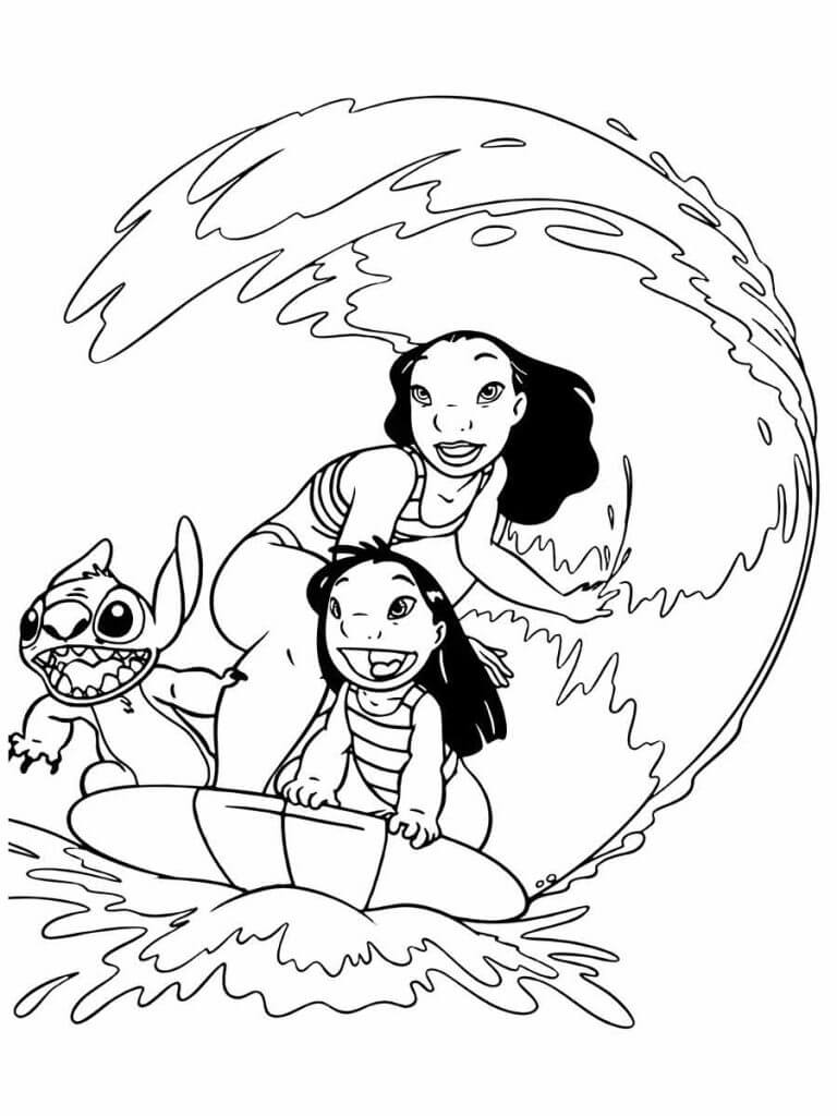 Surfando com Lilo, Stitch e Nani