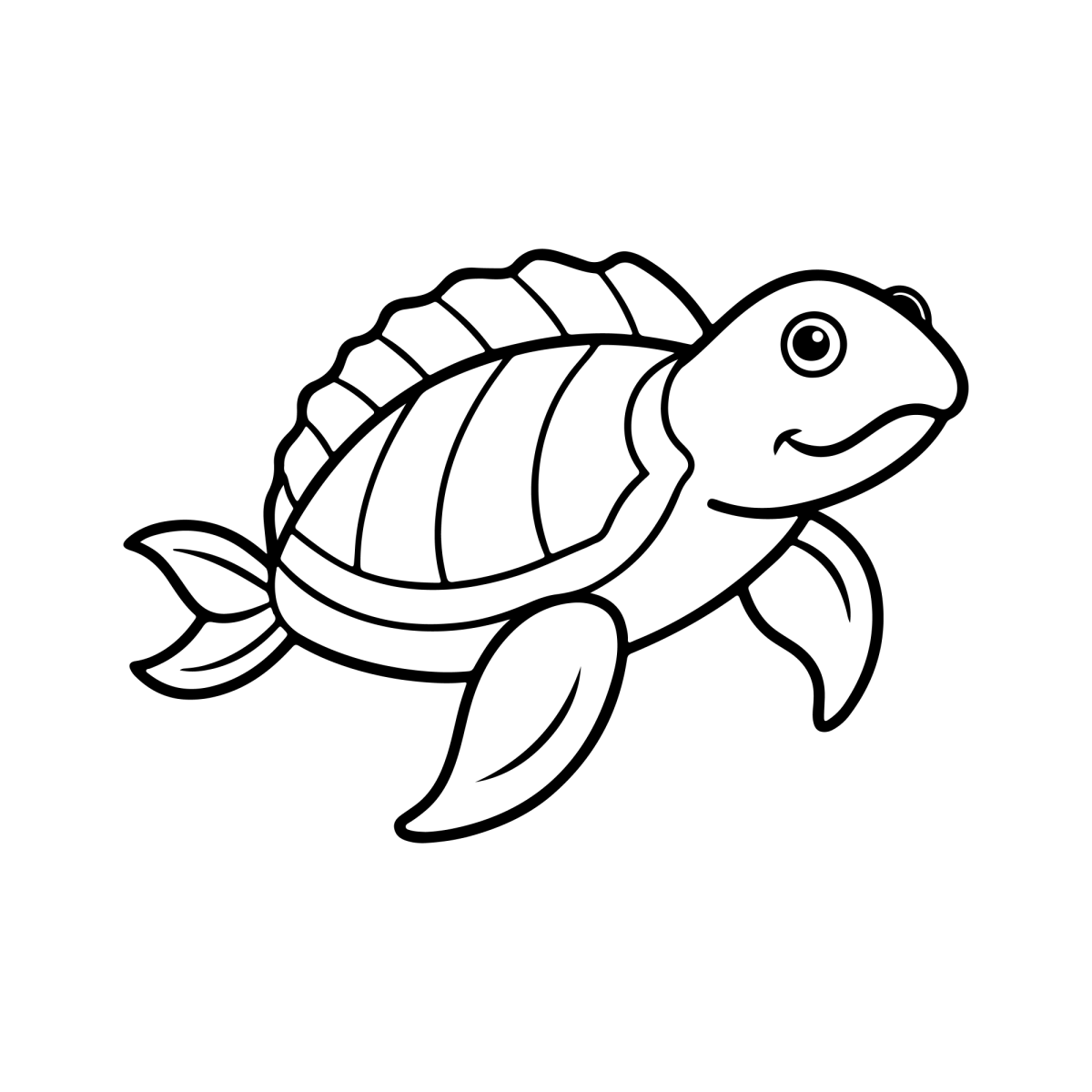 Desenho de Tartaruga-marinha nadando de lado para imprimir e colorir