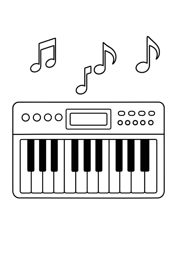 Teclado Musical Criativo para Colorir