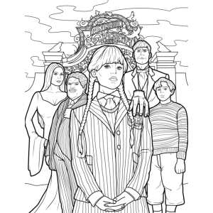 A Família Addams reunida para colorir