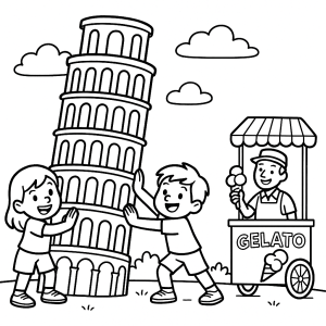 A Torre de Pisa para Colorir